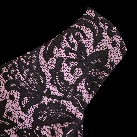Kay Unger Womens 8 Pink Black Lace Overlay Elegant Sheath Dress Wedding Party - Picture 2 of 9